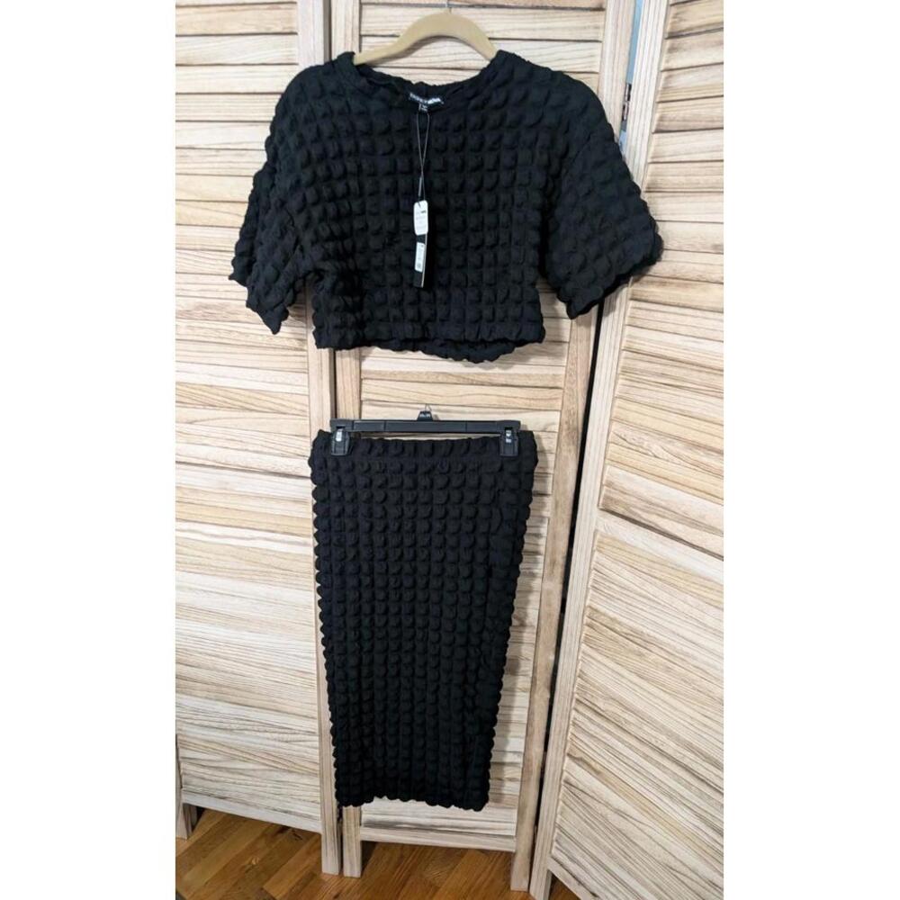 Y2k 2000s | Black Popcorn Top and Skirt Set | Size M Fashion Nova